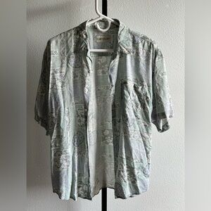 Campus Green Patterned Short Sleeve Shirt size medium